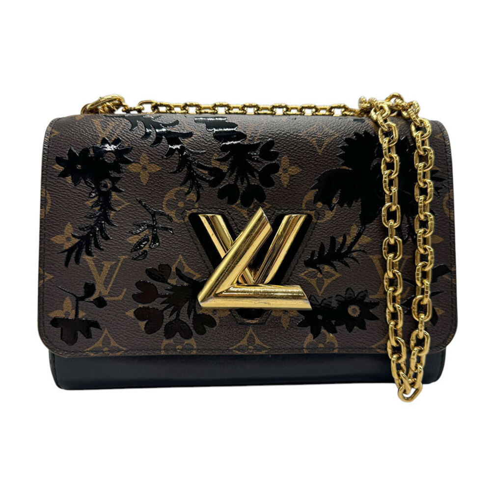 Louis Vuitton Monogram Blossom Twist Canvas 2Way Shoulder Bag Black Brown